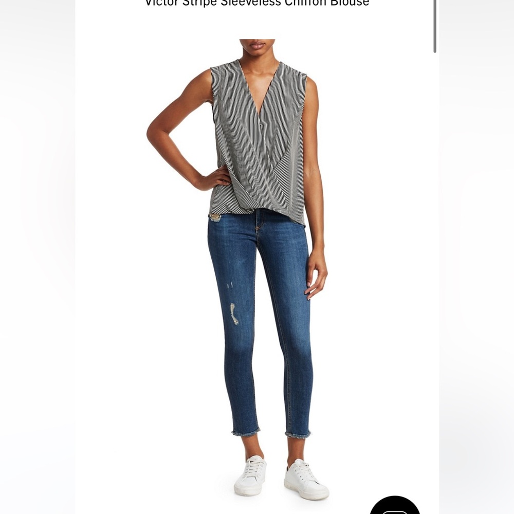 Rag & Bone Victor Stripe Sleeveless Chiffon Blouse